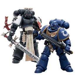 JOYTOY Warhammer 40,000 1/18 Action Figure Black Templars The Emperors Champion Rolantus and Ultramarines Intercessors Warhammer 40K 2PCS Collection Model
