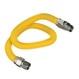 Highcraft GUHDZD3436Q 36" Flexible Yellow Epoxy Coated Gas Line Connector with 1" O.D. and 3/4'' FIP x 3/4'' MIP Fittings, Stainless Steel (Pack of 2)