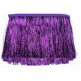 YYCRAFT 10 Inch Wide Tinsel Fringe Trim Garland - Dance Costume Trim with Shiny Foil Effect for Party Decoration (5 Yards, Purple)
