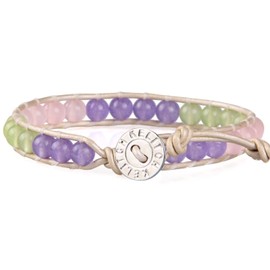 KELITCH Pink Purple Green Three Colors Agate Beads Beach Bracelet