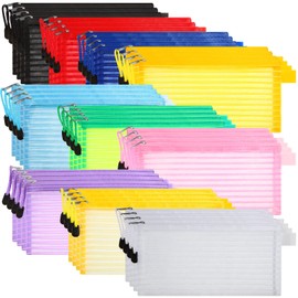 Janisfirst 40 Pack 10 Colors Zipper Mesh Pouch, Pencil Pouch Pen Bag Colorful Pencil Pen Bag Multipurpose Travel Bags for Office Supplies Cosmetics Travel Accessories Multicolor