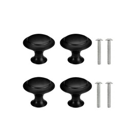 Yesmin 4 Piece Cabinet Door Knobs,Cupboard Drawer Door Knob for Kitchen Furniture Cabinet Knob with Screws-Black(Small)