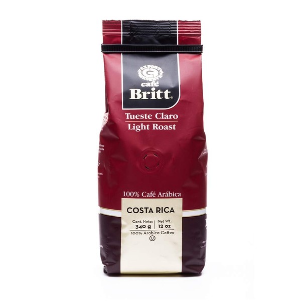 Cafe Britt Costa Rica Light Roast Whole Bean Coffee, 12 Ounce Bag