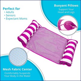 Inflatable Pool Hammock, Floating Lounge, Drifter and Saddle 4 in 1, Premium Water Hammock for Adults for Swimming Parties (Pink)