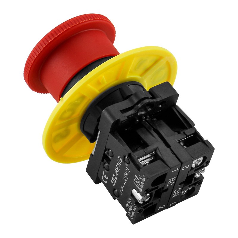 Baomain 22mm Push Button Switch 2NC N/C Red Mushroom Emergency