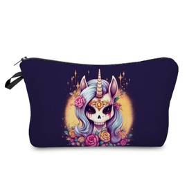 Livel lhood Skull Unicorn Makeup Bag Cute Small Organizer Zipper Pouch Skull Unicorn Coametic Bag Birthday Present for Women Friends -1, hzz16307