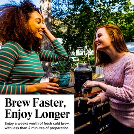 Willow & Everett Cold Brew Coffee & Iced-Tea Maker Pitcher, 1 Gal Glass Dispenser w/Metal Spigot & Mesh Filter Iced Coffee & Sun Tea Brewing System