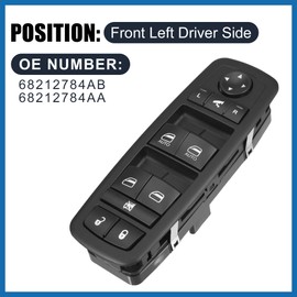 A ABSOPRO Front Left Driver Side Power Window Switch No.68212784AB/68212784AA with Tool Window Control Switch for Dodge for Ram 1500 2500 14-15