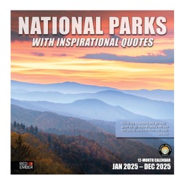 RED EMBER National Parks with Inspirational Quotes 2025 Wall Calendar 12 Month | 12" x 24" Open | Thick & Sturdy Paper | Giftable | Calendar 2025