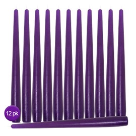 Hyoola Tall Taper Candles - 10 Inch Purple Unscented Dripless Taper Candles - 8 Hour Burn Time - 12 Pack