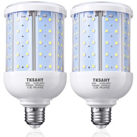 2-Pack 200W Equivalent LED Corn Light Bulb 3500 Lumen 6500K Cool White Daylight 40W LED Light bulbs E26/E27 Medium Base for Indoor Warehouse Garage Basement Backyard Factory Barn and Many Areas