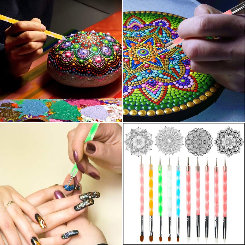 Mandala Dotting Tools,Augshy 58PCS Dot Painting Tools Set Rock Painting
