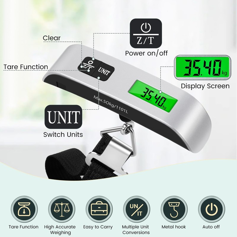 Brencco Electronic Luggage Scales, Portable Scales Max 50 kg/110 Lb,
