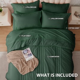 Velorose King Comforter Set Emerald Green - Bed in a Bag King Size 7 Pieces, Soft Bedding Set for All Seasons, Christmas Premium King Comforter Set with Comforter, Sheets, Pillowcases & Shams