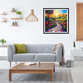 EOBROMD Scenery 5D Diamond Art Painting Kits for Adults, DIY Diamonds Painting Kits for Beginners, Painting Picture with Full Drill Diamond Dots for Home Wall Art Decor 30x30cm