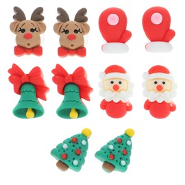 LIFKOME 5pairs Holiday Earrings for Women Cute Christmas Featuring Tree Santa and Lightweight Jewelry for Teens and Girls Festive