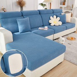 Jonuiony Universal Sofa Slipcover, 2024 Wear-Resistant Sofa Cover, L Shape Sectional Headrest Couch Covers, Sofa Head Rest Cushion Slipcovers, High Stretch Furniture Protector(A-Blue,Headrest Cover)