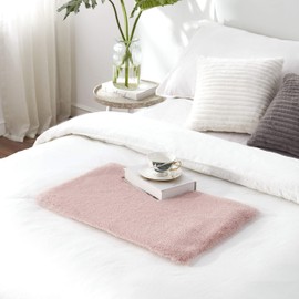 Teppich Wölkchen Fluffy Faux Fur Rug, Rabbit Fur, Short Fur, High Pile Fur Rug for Living Room or Bedroom Bed Rug, Pink – 40 x 60 cm