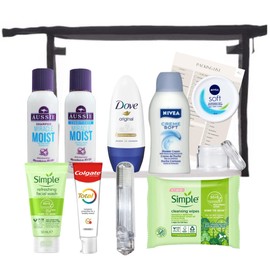 Mini Toiletries Travel Set for Women - Holiday Essential for Women - Travel Size Toiletries Set for Holiday, Hospital, Over Night Stay - Airport Security Approved Liquids