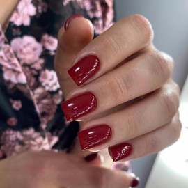 Red Press on Nails Medium Short Square Nails,KXAMELIE Acrylic Nails Glue on Nails Medium Length,False Nails Press ons,Best Fake Nails for Girls Stick on Nails for Women in 24PCS Valentines Nails