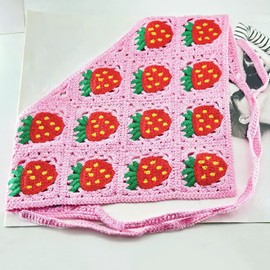 HomeSoGood 2PCS Crochet Hair Bandanas,Strawberry Mushroom Design Women Hairbands Headband, Knitted Headscarf Headwrap for Women Girls