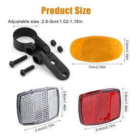 Pack of 6 Cat Eyes Bicycle Children, Reflective Rear Reflectors Bicycle Reflectors Front and Rear with Holder, Bicycle Reflectors Set for Road Bike, MTB, E-Bike, Yellow, White, Red