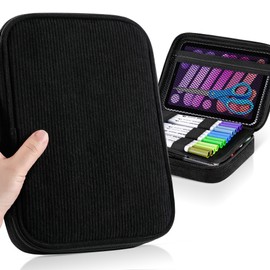 Zannaki Large Capacity Pencil Pouch Organizer | Soft Corduroy Pencil Box for Girls Boys Teens | Cute Big Pen Bag with Multiple Zipper Pockets - Pencil Case Storage for Art Supplies & Stationery-Black