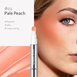Rubor Líquido en Varita, Rubor Rostro Mate con Aplicador de Cojín Blush Líquido Cremoso Suave Acabado Brillante Natural Hidratante Mejillas Suaves Cosmética