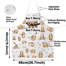 MYSOMY Sloth Kitchen Aprons Sloth Lover Gifts Don’t Worry Don’t Hurry Apron Sloth Themed Gifts Sloth Merchandise (Sloth Ap UK)