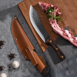 Hand Forged Butcher Knife Meat Cleaver Chopping Slaughter Knife Fishing Knife