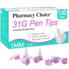 31G x 5mm(3/16") Pen Tips ，Universal Fit, Sterile，Ultra-Thin Wall Technology.