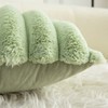 Neelvin Green Faux Fur Cozy Soft Striped Decorative Throw Pillow