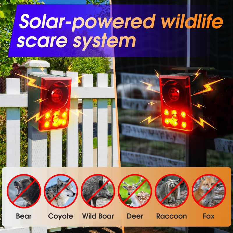 OUDAER Solar Outdoor Motion Sensor Alarm - Dog Barking &