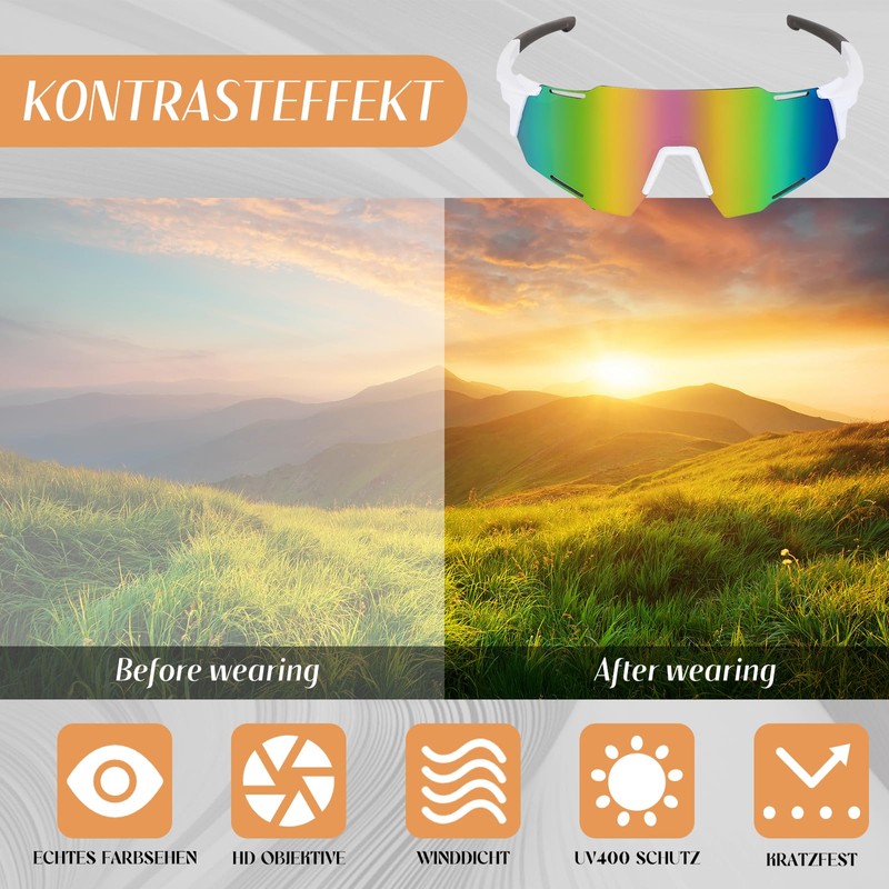 Zoonvii Fast Glasses, Bicycle Sunglasses, Polarised Cycling Glasses