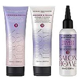 (Pack of 3) Charles Worthington Thicker and Fuller Hair Set - Shampoo 250ml, Conditioner 250ml & Scalp Tonic 100ml 3 ITEMS