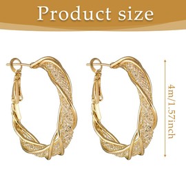 Gold Hoops Earrings for Women Sterling Silver Post Hoop Earrings Gold Hypoallergenic Cubic Zirconia Small Lightweight Gold Twisted Hoops Earrings Set Fashion Gift for Women Men