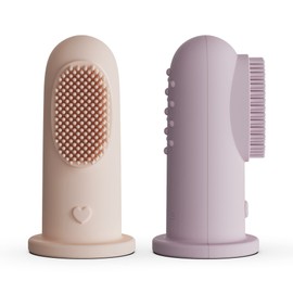 Moonkie Baby Toothbrush Finger Toothbrush Oral Cleaner Kit for 3 Months +, 2 Pcs (Blush/Pale Mauve)
