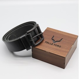 PELLE TORO Hunter Leather Belt for Men, Handmade Men's Belt for Jeans, Work or Casual Cowboy Style (Trouser Sizes 36in - 40in, Charcoal)