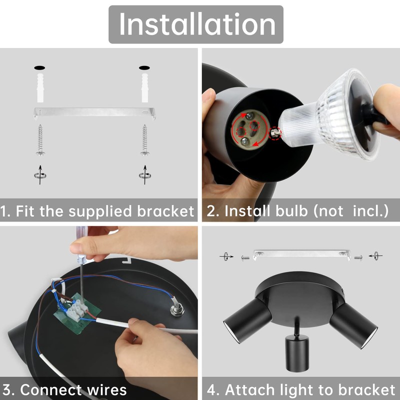 Dehobo Ceiling Spotlight Indoor in Matt Black - 3 Adjustable