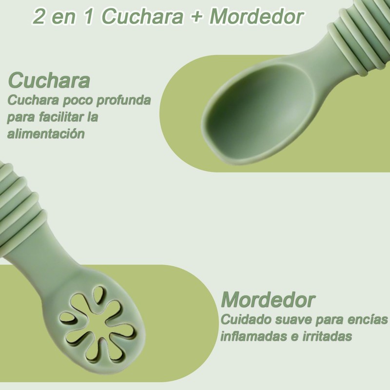 Cucharas de Silicona para Niños – Juego 8 pcs Arcoíris