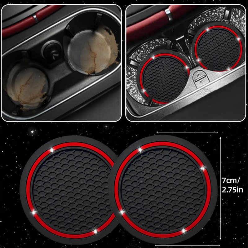 NBTEPEM 6 PCS Bling Car Accessories Set, Leather Steering Wheel