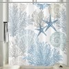 BIVINAR Extra Long Nautical Starfish Seashell Coral Shower Curtain 72