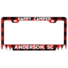 Anderson South Carolina Car Metal License Plate Frame Plaid Design