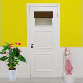 E-HAO French Small Front Door Curtain (26" w x 20" L), Washable Door Curtain with Adhesive Hook and Loop Fastener Strip (Coffee Brown)