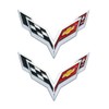 Pair Set Corvette C7 Emblem 3D Metal Badge Cross Flag