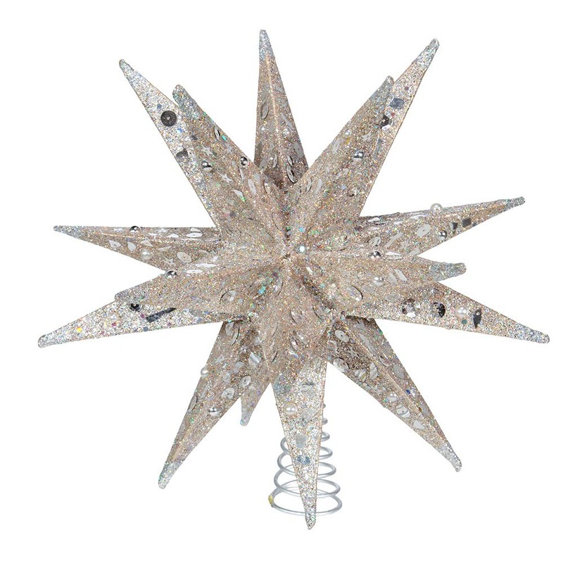 Kurt S. Adler 12" Champagne and Silver Glitter Moravian Star
