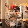 Cq acrylic 3 Pack Clear Make Up Organizers for Vanity,Stackable