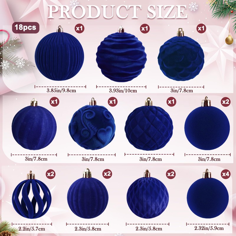 Velvet Hanging Ball Ornaments Set for Christmas Tree