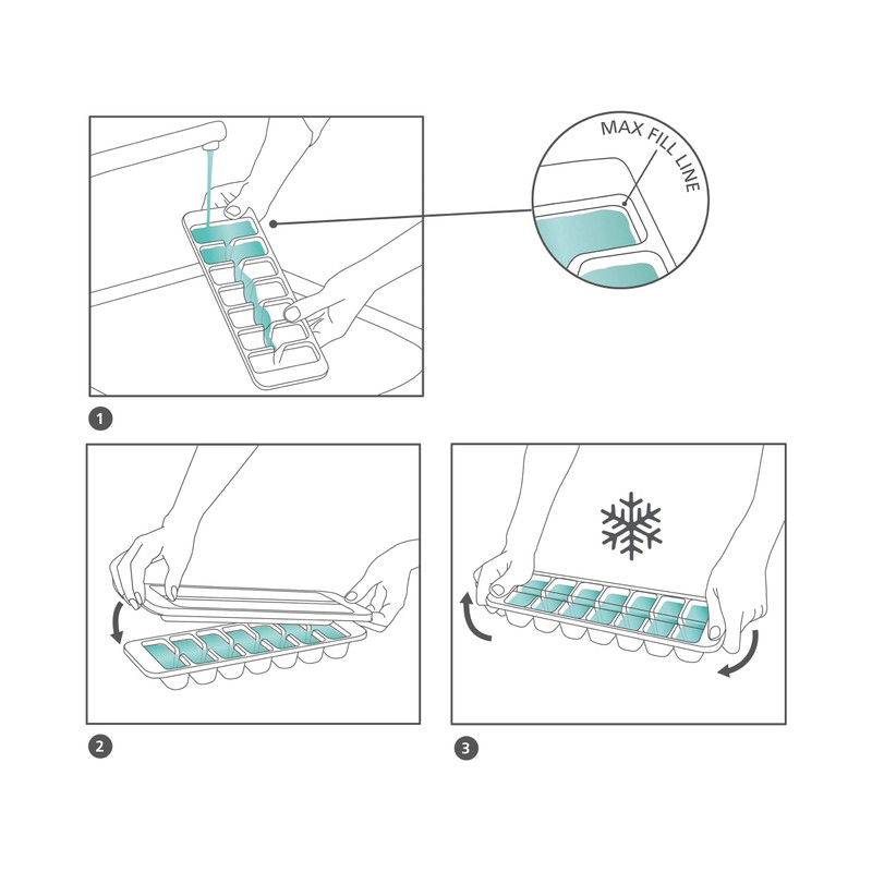 Joseph Joseph Flow - Easy-fill Ice-cube Tray with Lid, Stackable,