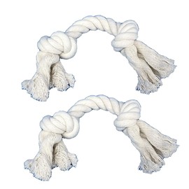 Dog Chew Toys, Tug of War Toys, Dog Rope Toys Kit 2 Pack, Fun Interactive Cotton Ropes for Small to Medium Dogs with 2 Knots, 10 Inches Long and 2 Inches Thick, Strong Natural Materials, White